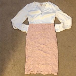 Classy elegant blush pink pencil skirt